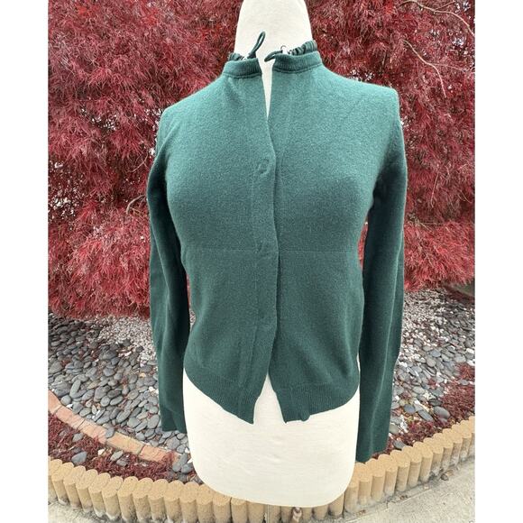 Brunello Cucinelli Women Cashmere Cardigan Sweater Deep Green Snap Front Size M - Picture 5 of 13